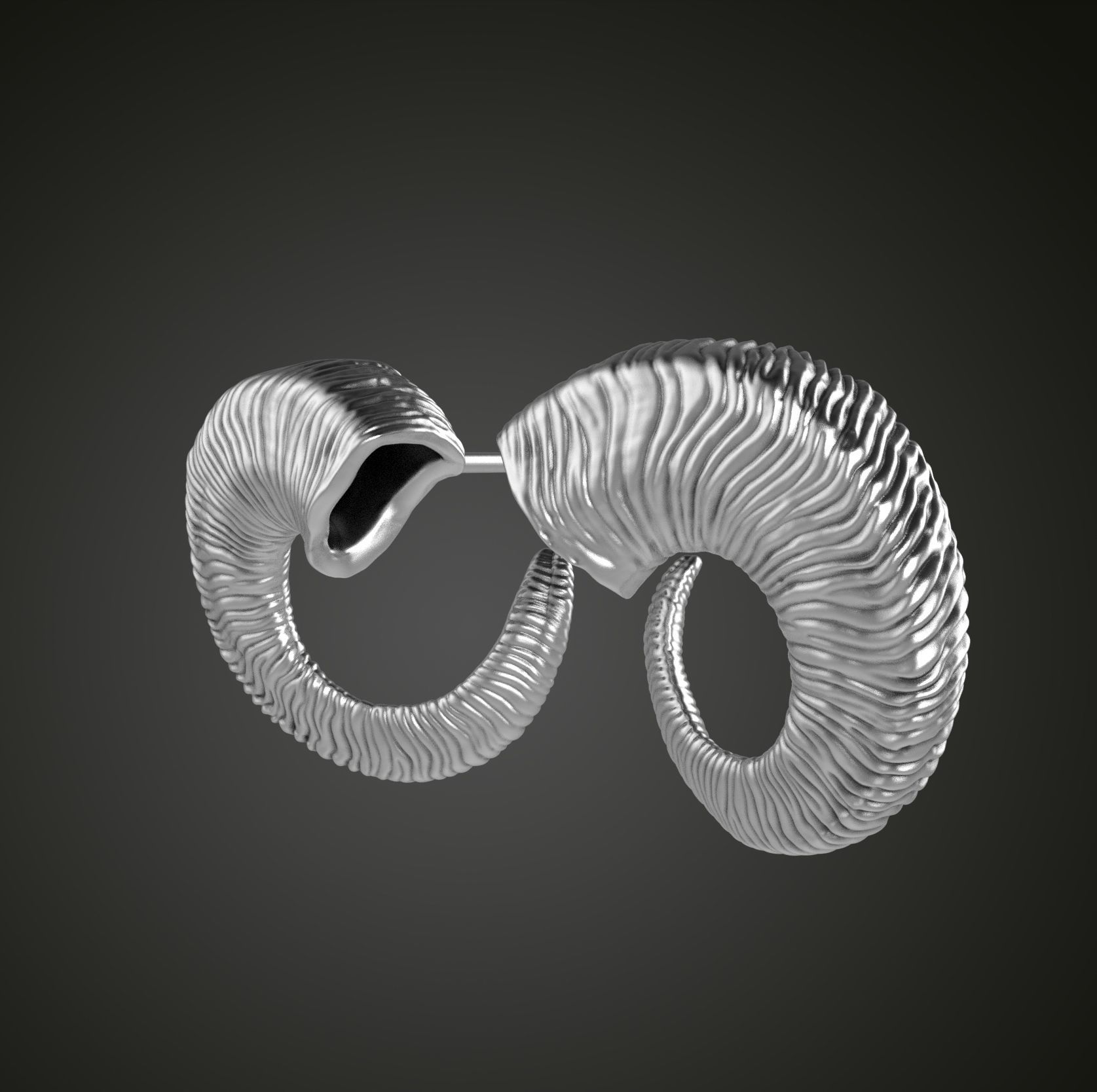 Horn earrings 3D print model_10
