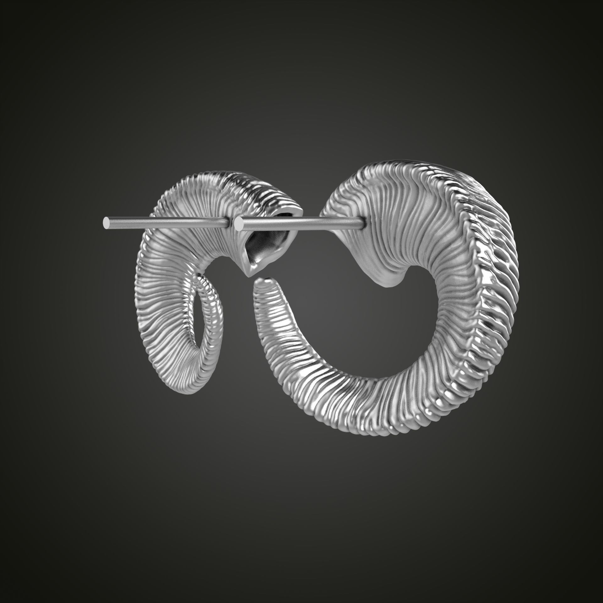 Horn earrings 3D print model_21