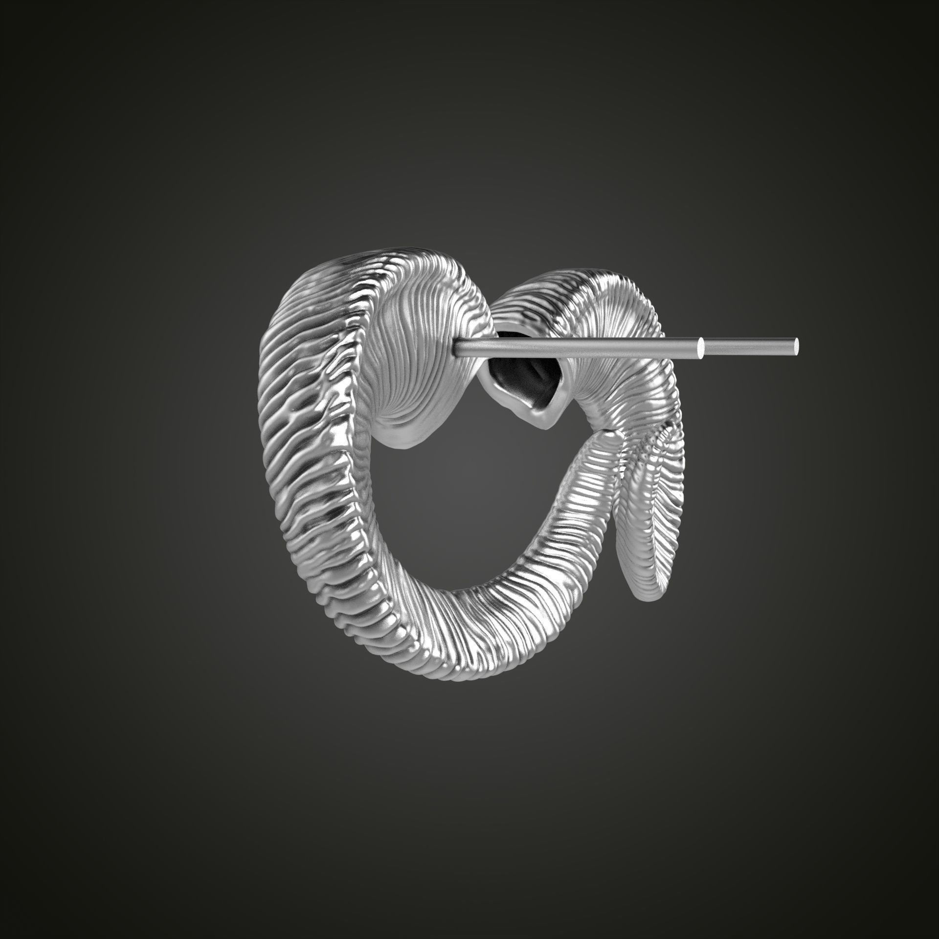 Horn earrings 3D print model_14