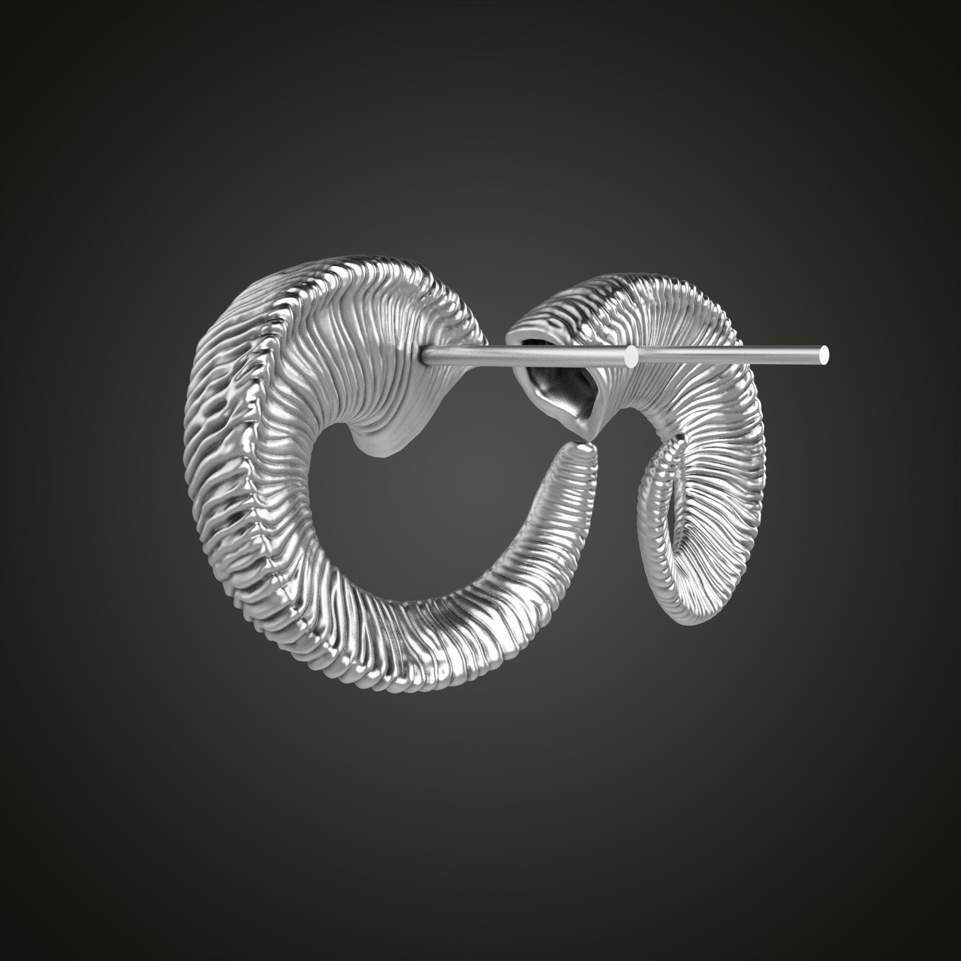 Horn earrings 3D print model_17