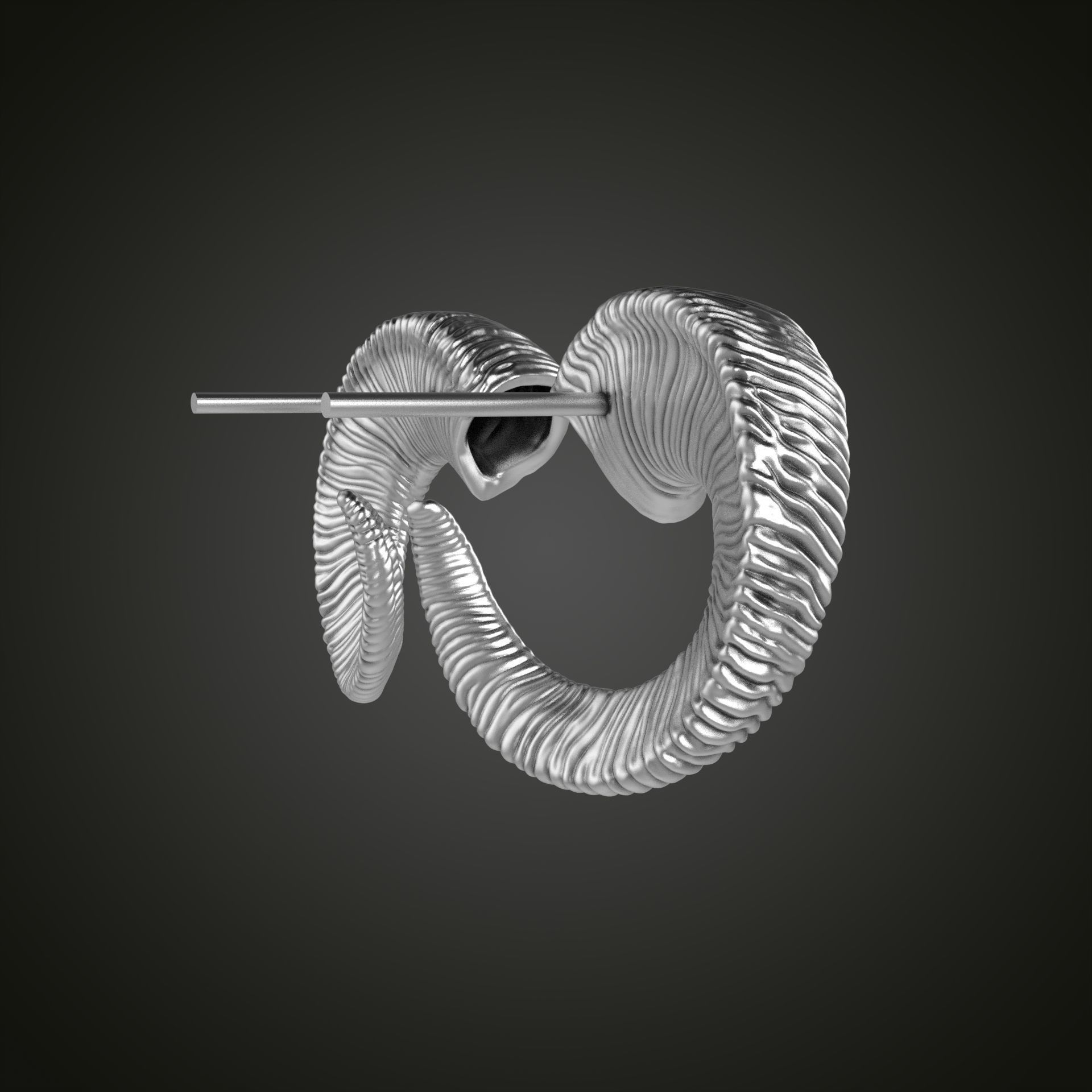 Horn earrings 3D print model_18