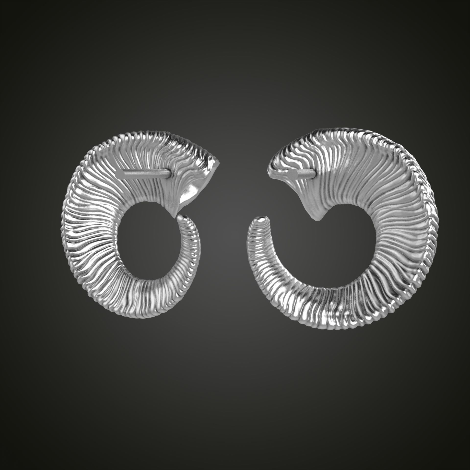 Horn earrings 3D print model_16