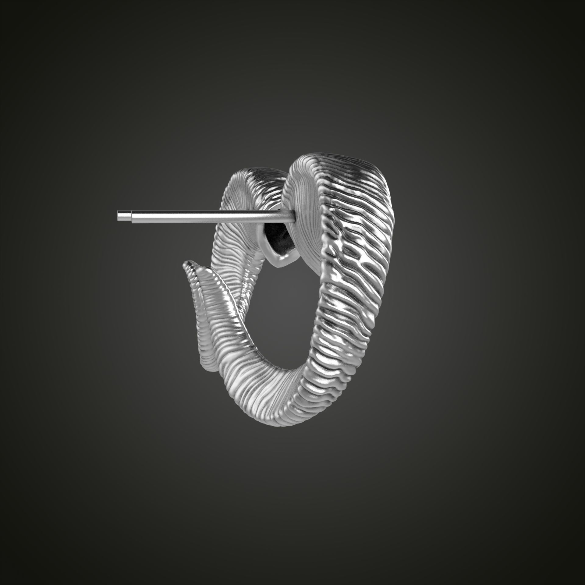 Horn earrings 3D print model_7