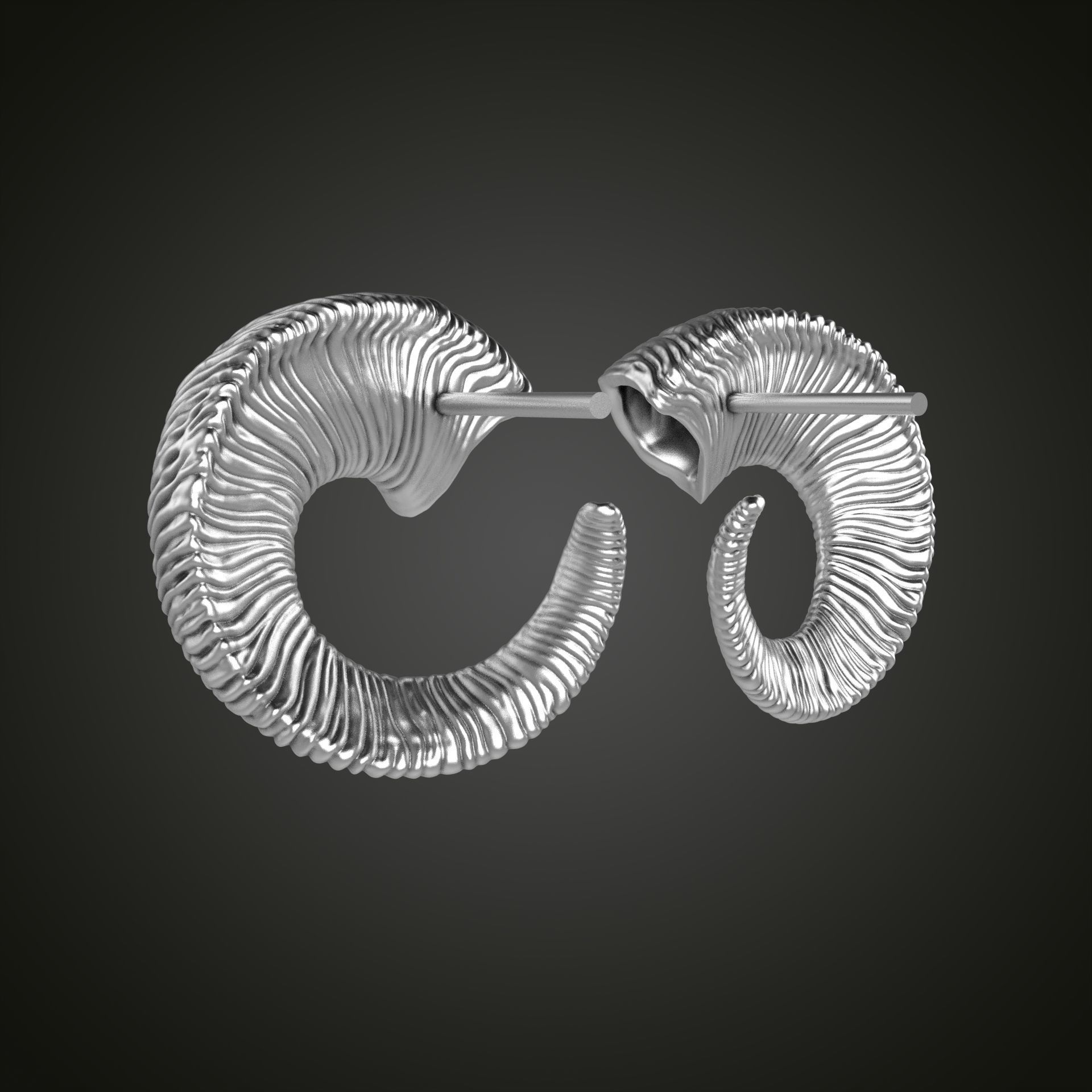 Horn earrings 3D print model_22