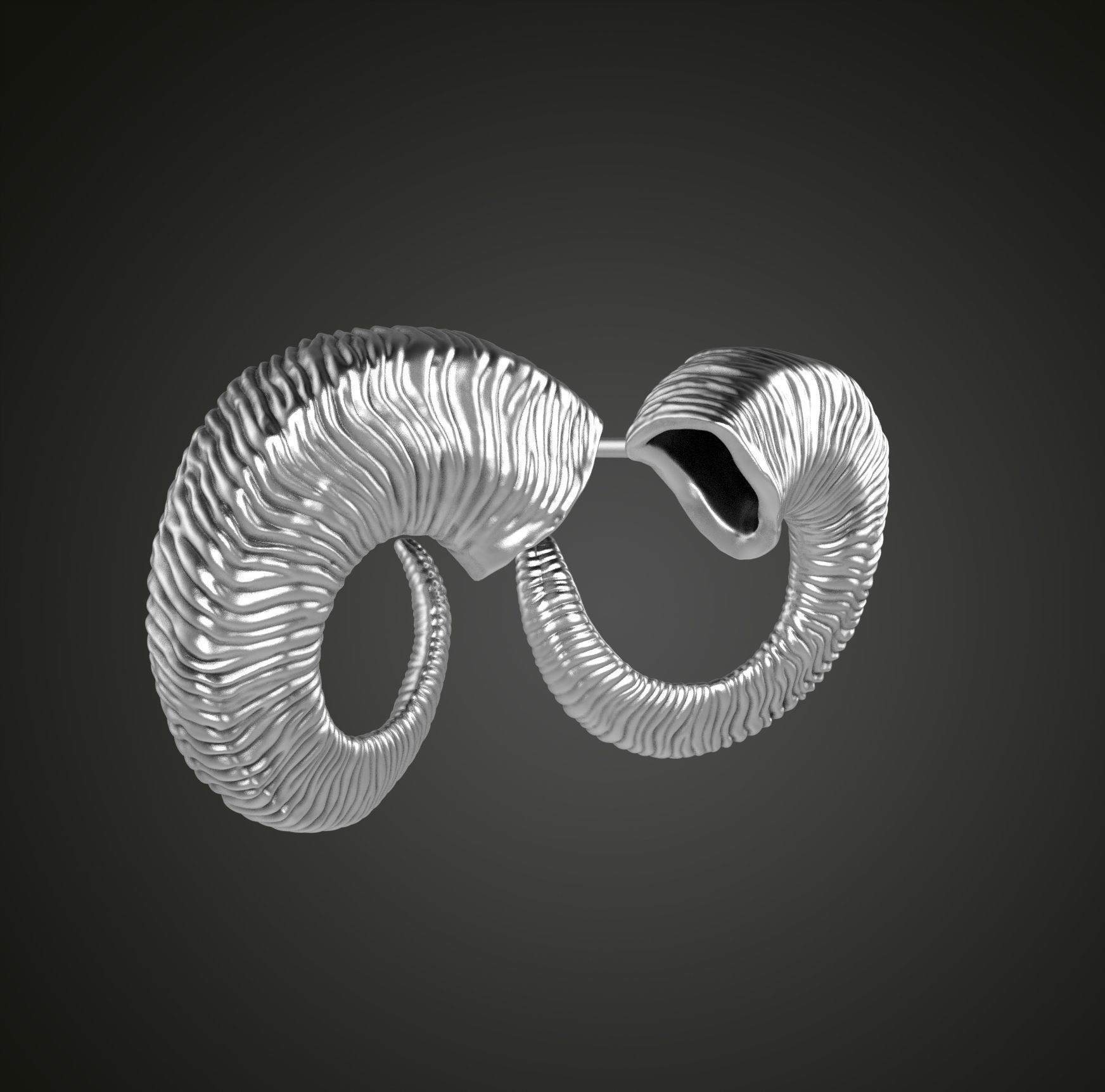 Horn earrings 3D print model_3