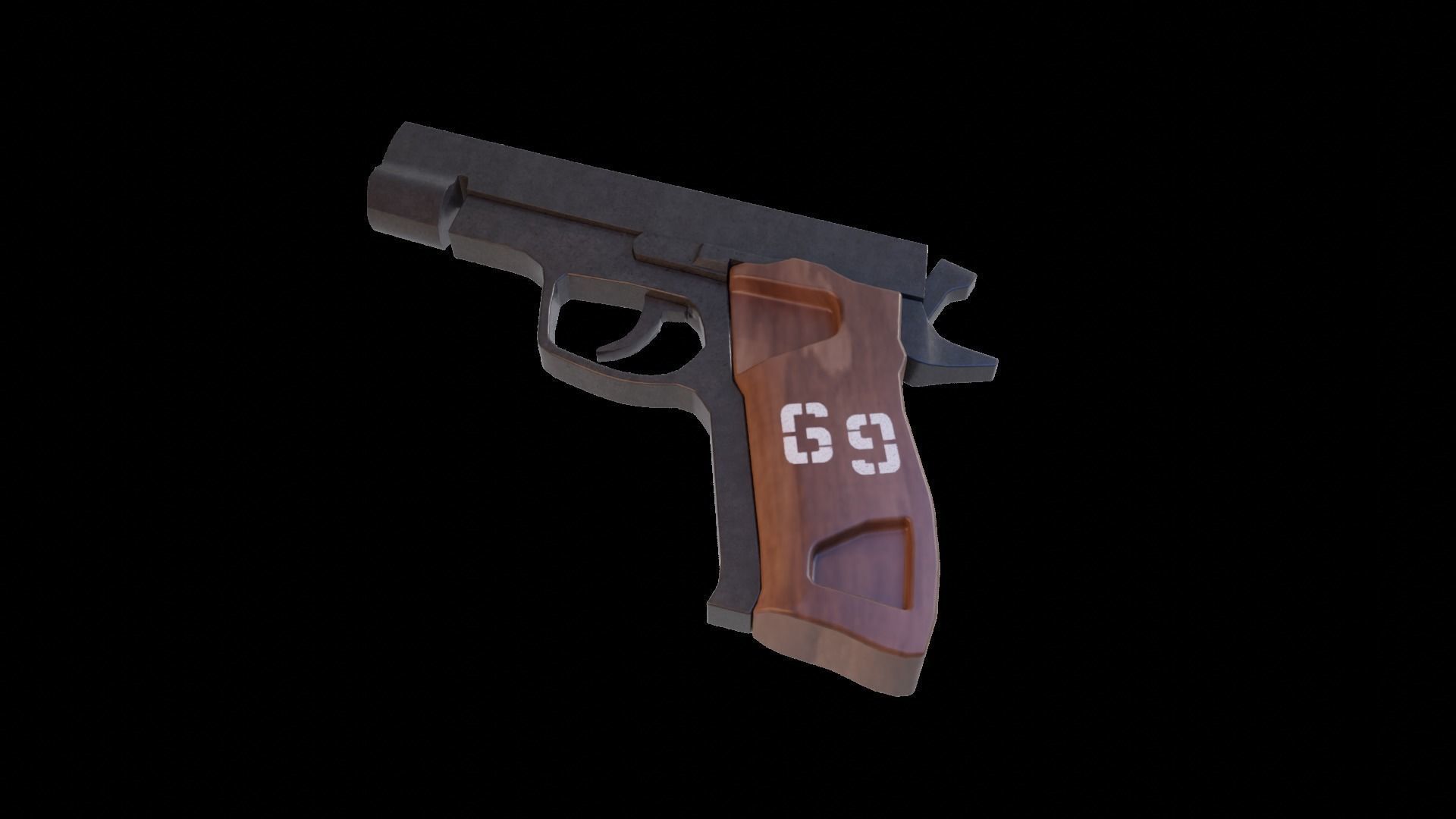 Pistol Gun Low-poly 3D model_7