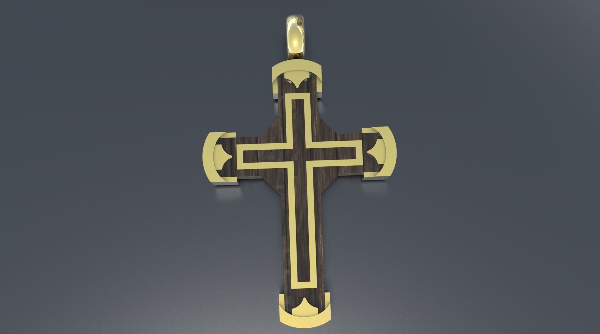 Cross with Gold and Wood 3D print model_1