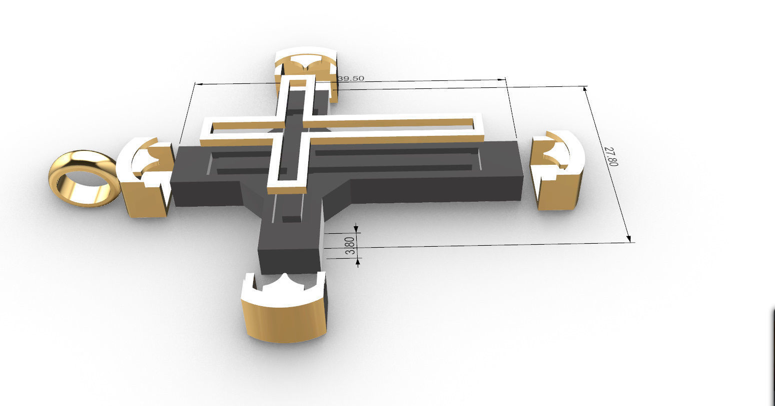 Cross with Gold and Wood 3D print model_15