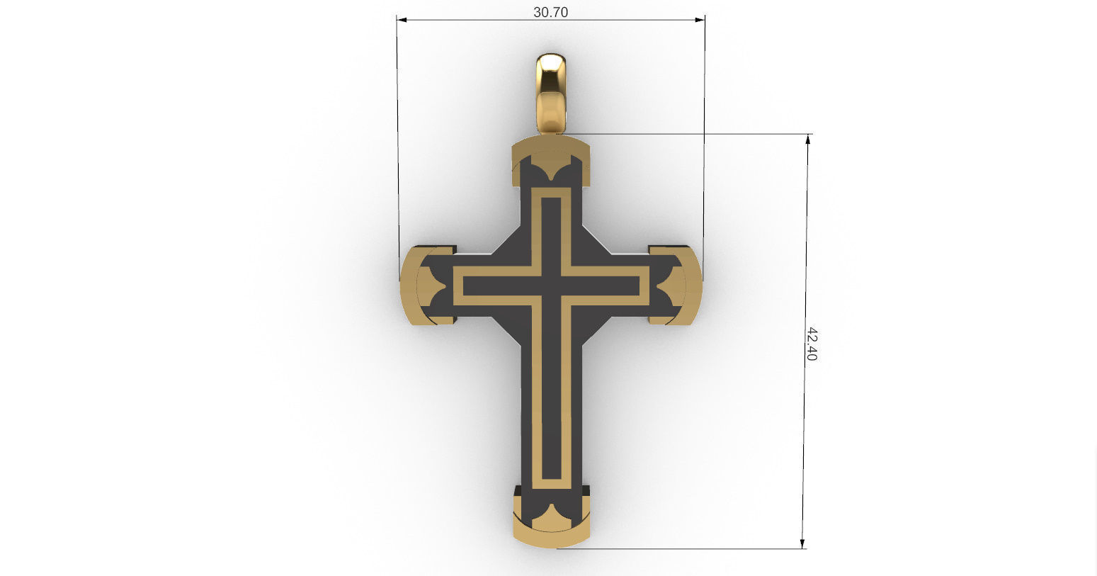Cross with Gold and Wood 3D print model_11