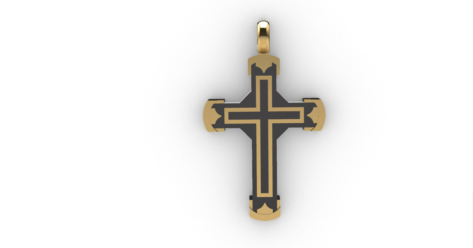 Cross with Gold and Wood 3D print model_7