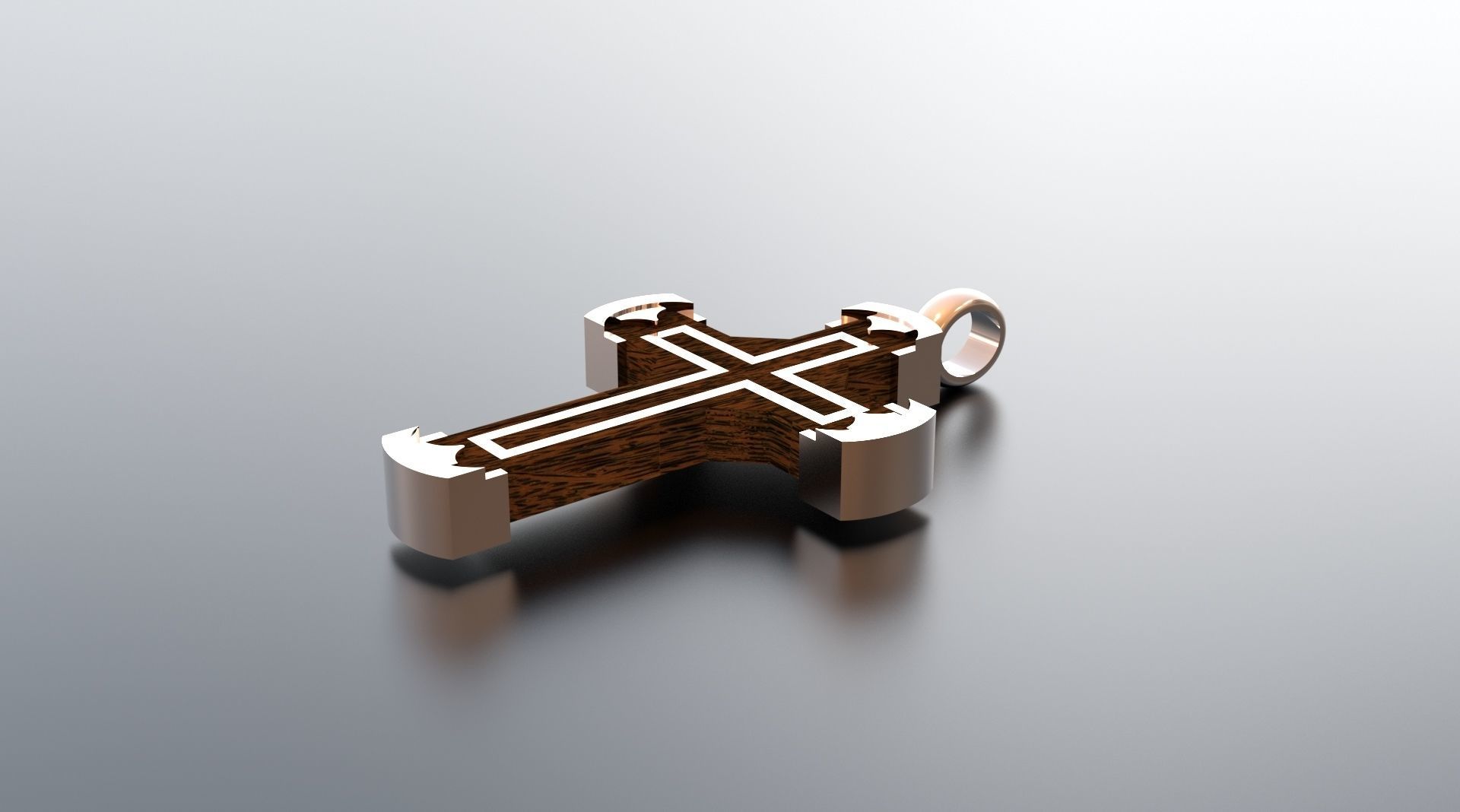 Cross with Gold and Wood 3D print model_4