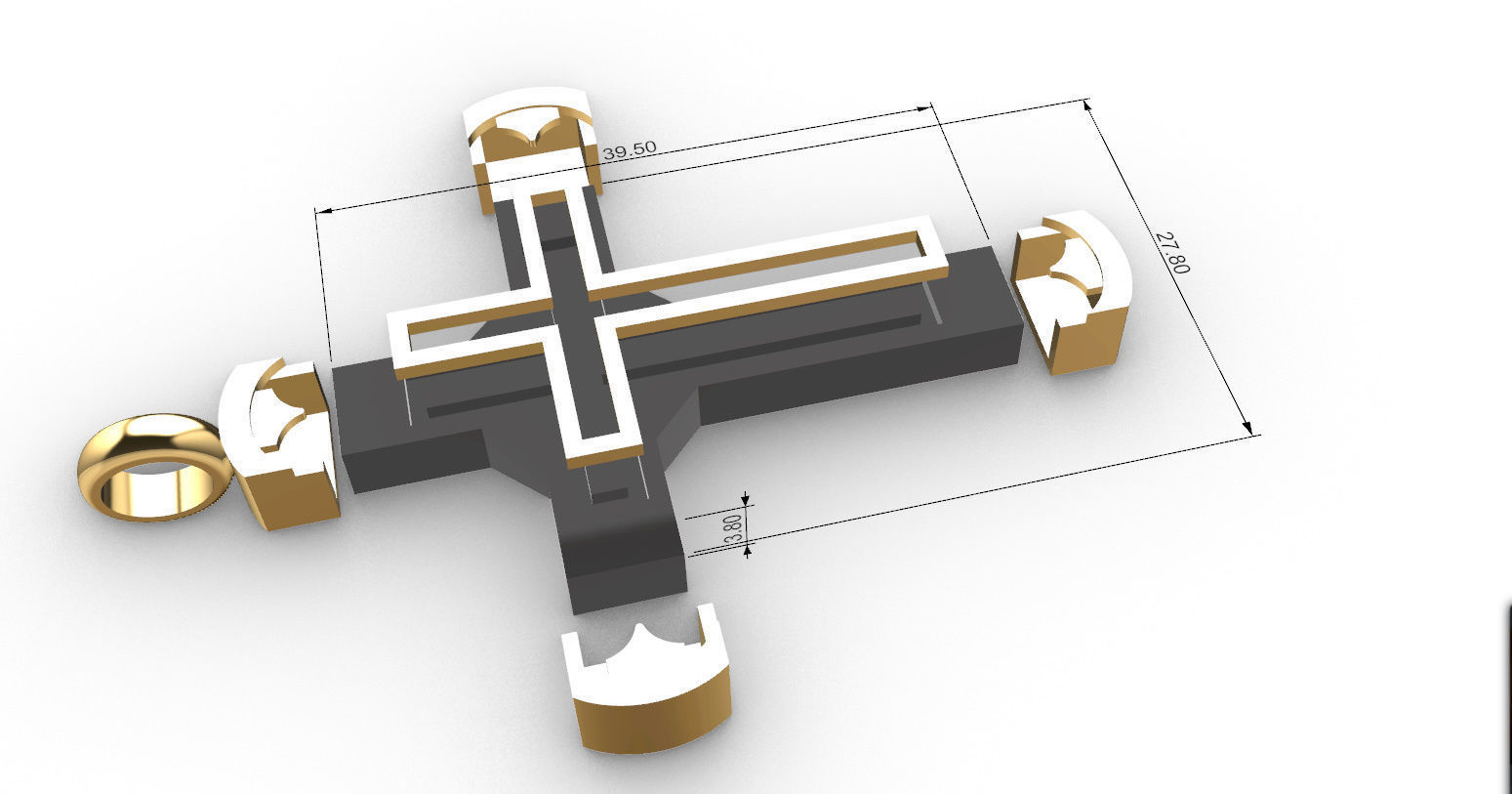 Cross with Gold and Wood 3D print model_14
