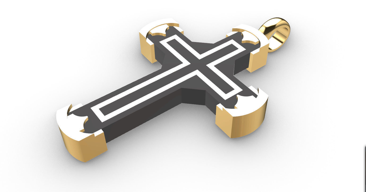 Cross with Gold and Wood 3D print model_19