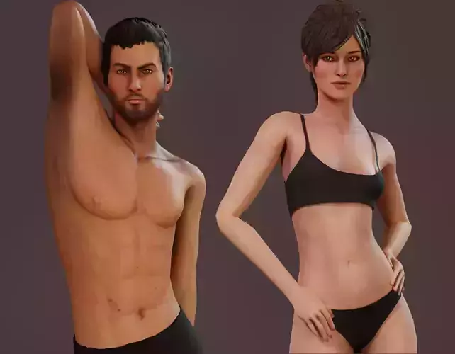 Male Female Base Rig Low-poly 3D model Male Female Base Rig Low-poly 3D model