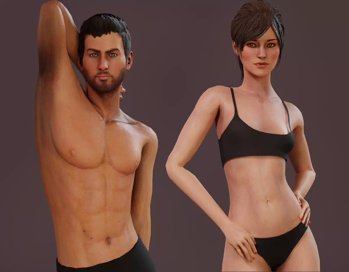 Male Female Base Rig Low-poly 3D model_0