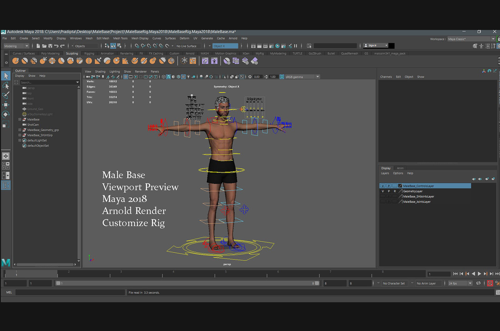 Male Female Base Rig Low-poly 3D model_31