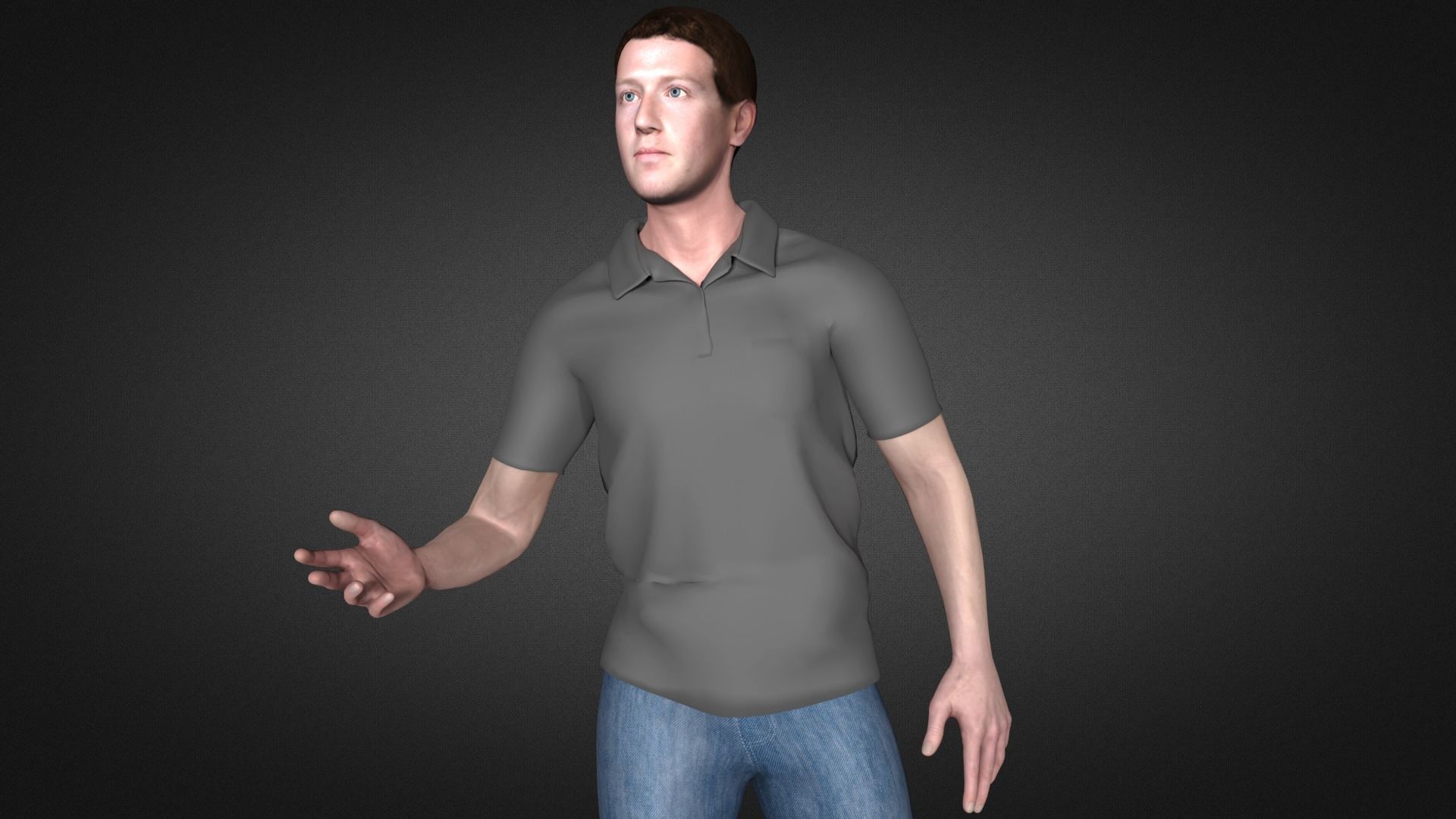 Mark Zuckerberg 3D Character Low-poly 3D model_1