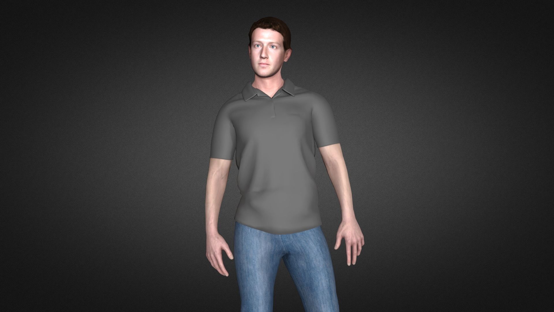 Mark Zuckerberg 3D Character Low-poly 3D model_2