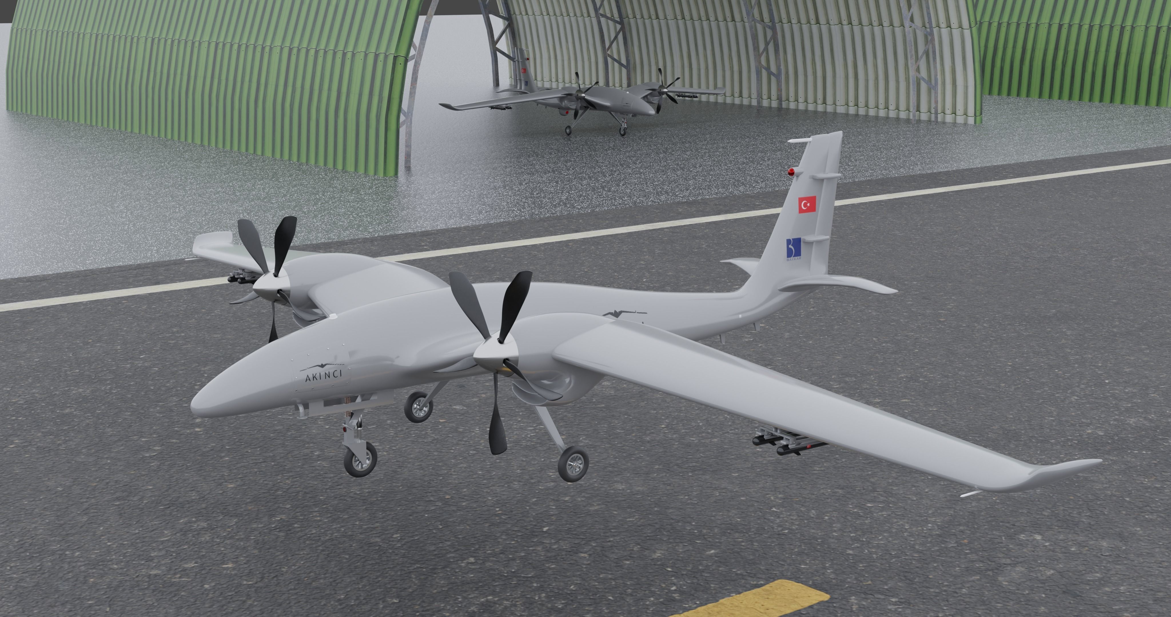 Bayraktar Akinci B High detailed Low-poly 3D model_10