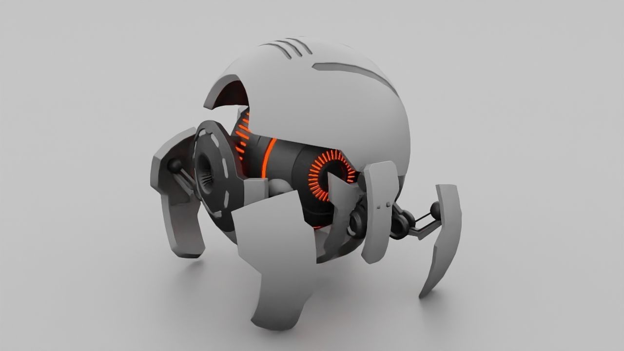 ball robot  rigged animated character 3D model_1