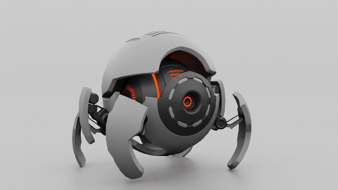 ball robot  rigged animated character 3D model_2