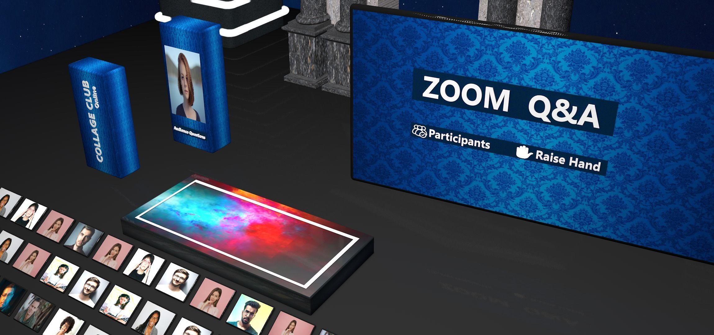 Virtual Studio Chat Set Studio News zoom meeting 3D model 3D model_6