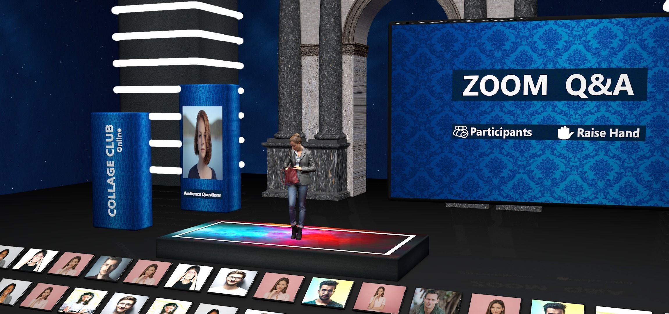 Virtual Studio Chat Set Studio News zoom meeting 3D model 3D model_5