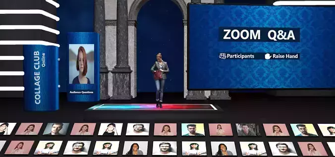 Virtual  Studio Chat Set Studio News zoom meeting 3D model