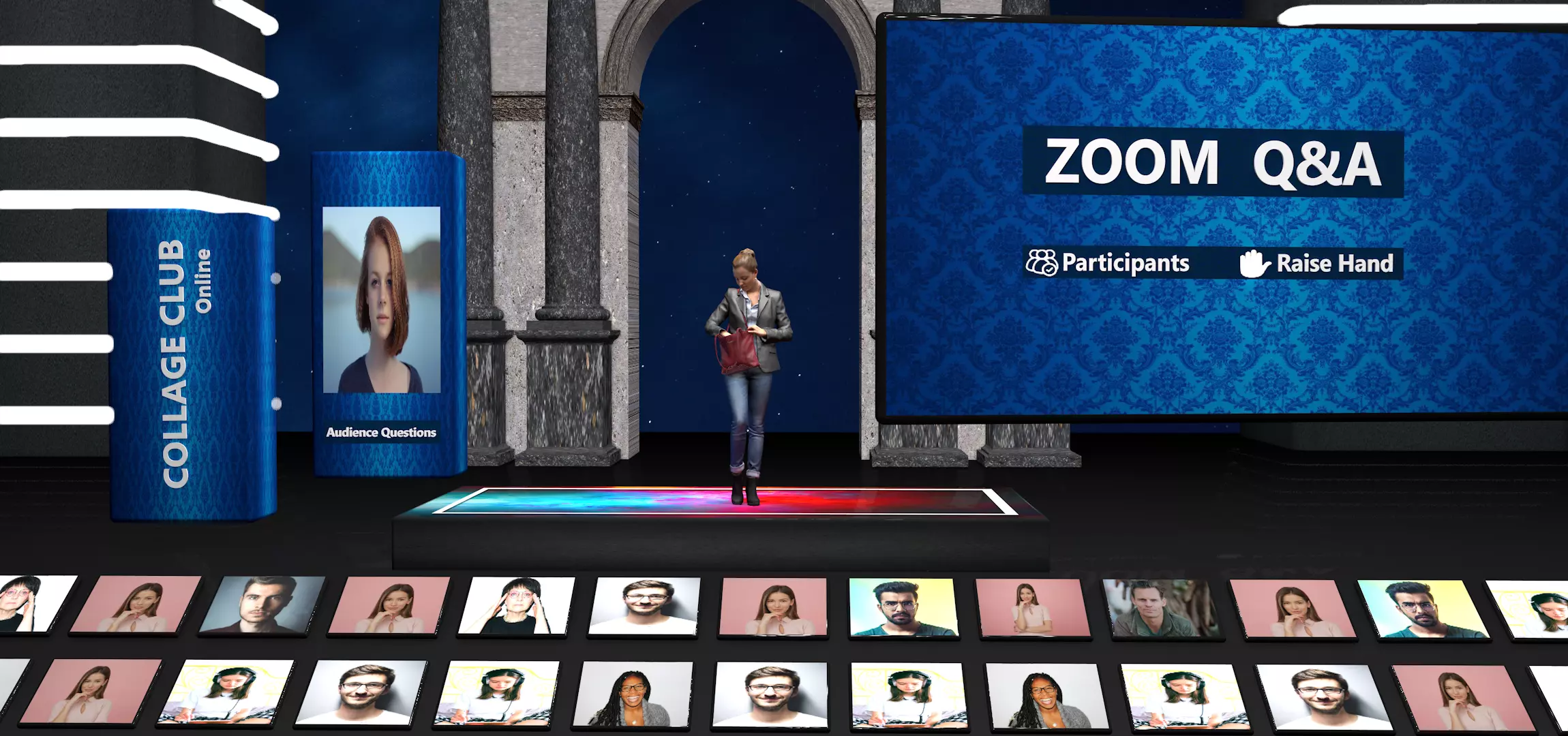 Virtual Studio Chat Set Studio News zoom meeting 3D model 3D model_0