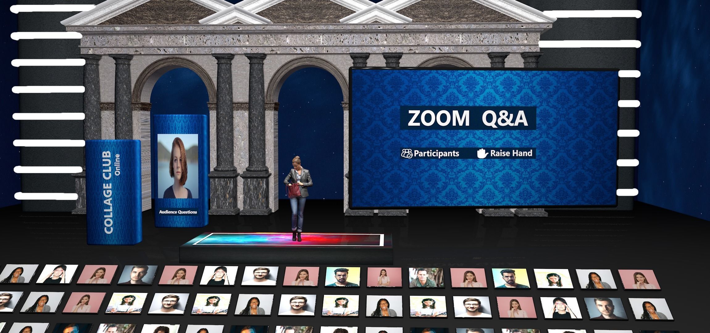 Virtual Studio Chat Set Studio News zoom meeting 3D model 3D model_7