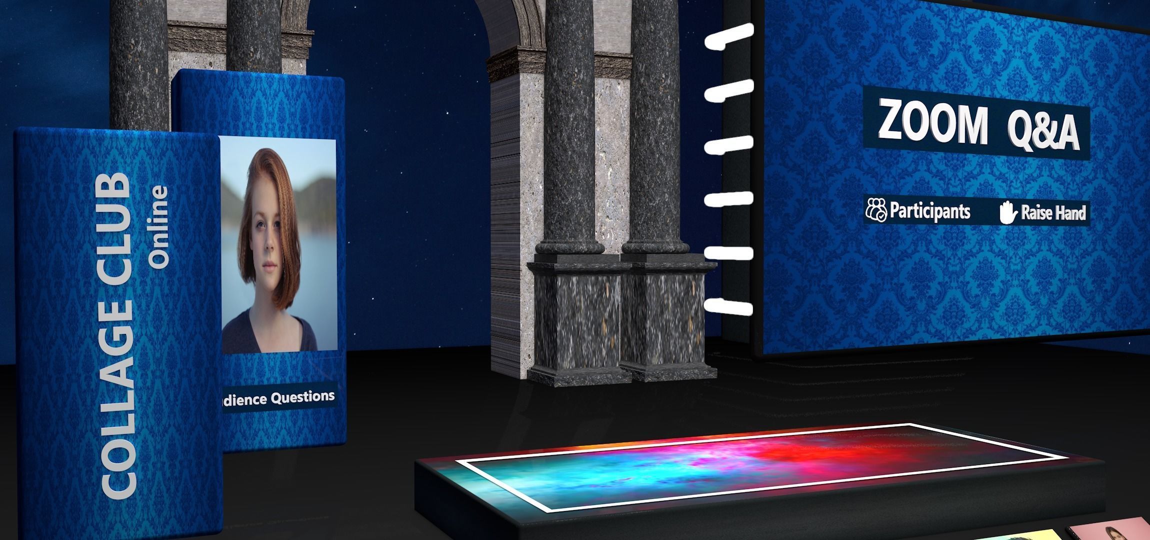 Virtual Studio Chat Set Studio News zoom meeting 3D model 3D model_4