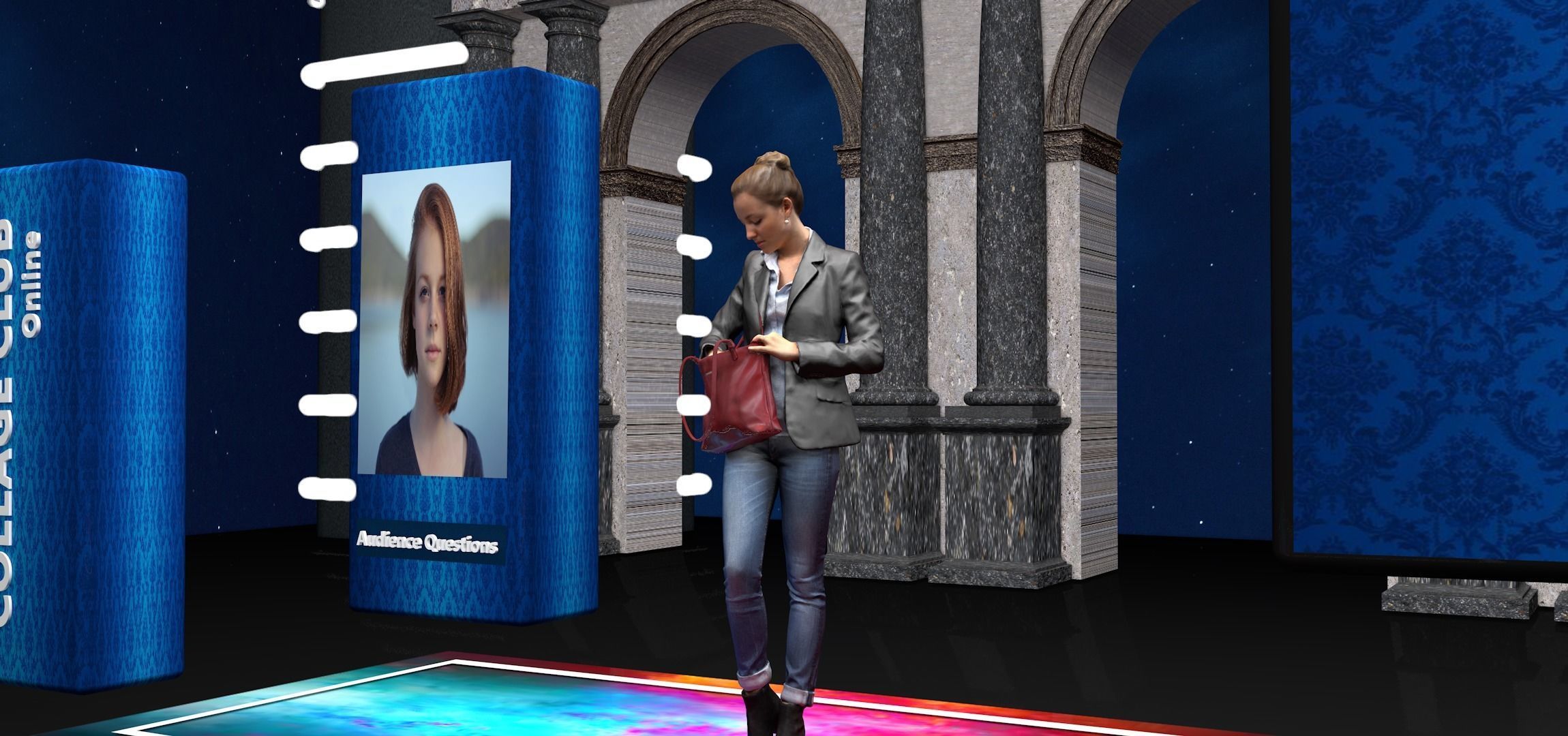 Virtual Studio Chat Set Studio News zoom meeting 3D model 3D model_8