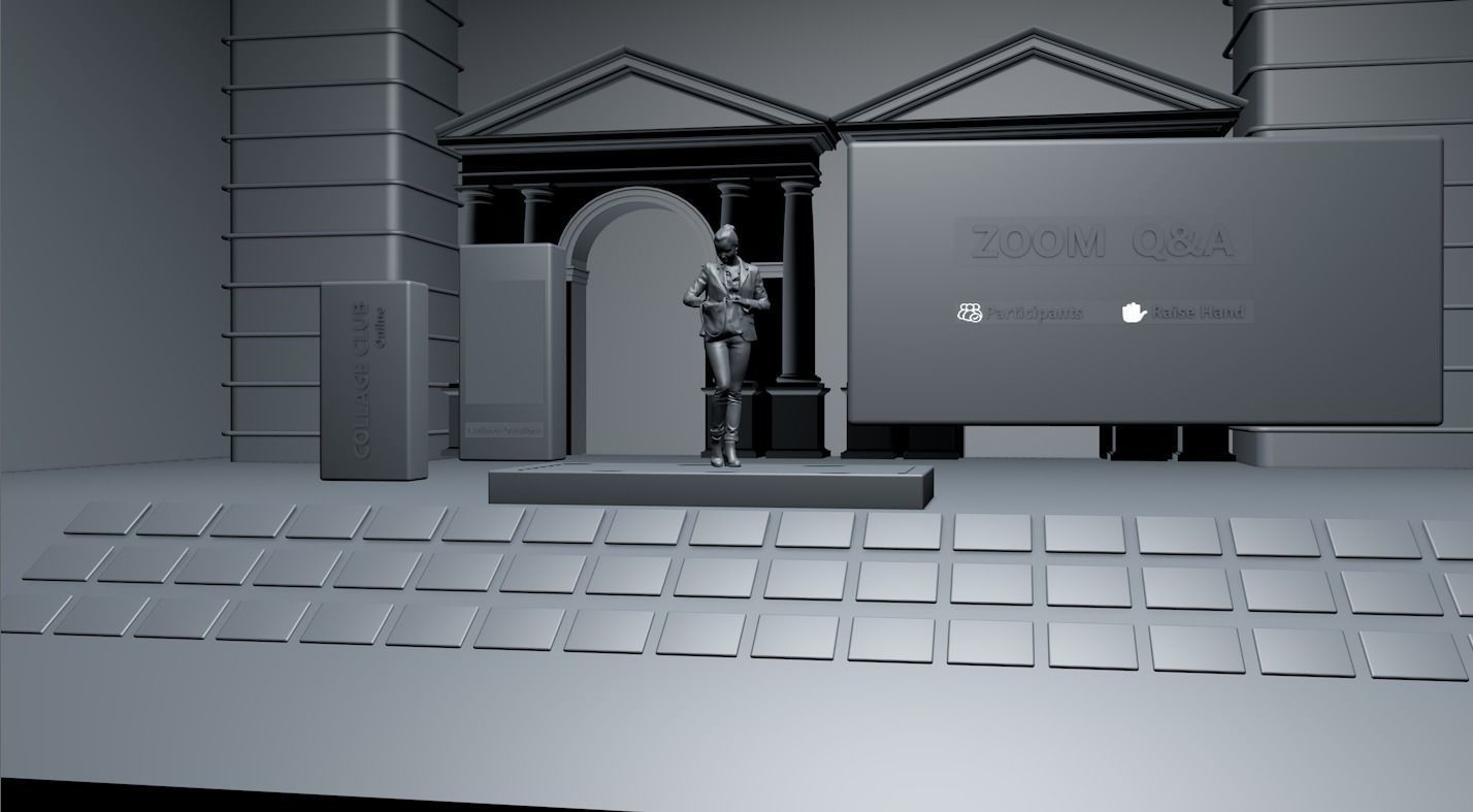 Virtual Studio Chat Set Studio News zoom meeting 3D model 3D model_3