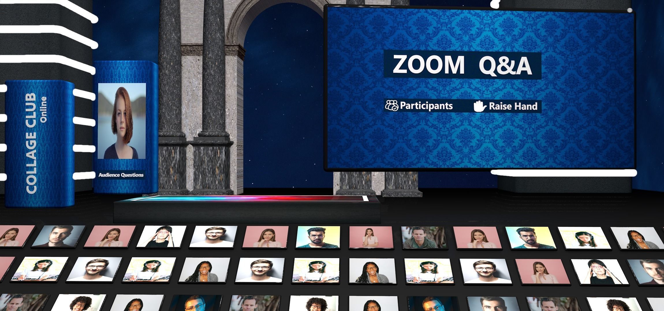 Virtual Studio Chat Set Studio News zoom meeting 3D model 3D model_2