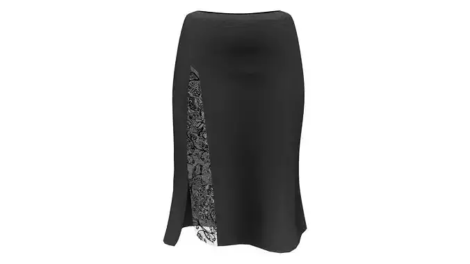 Lacey Slit Black Skirt Low-poly 3D model