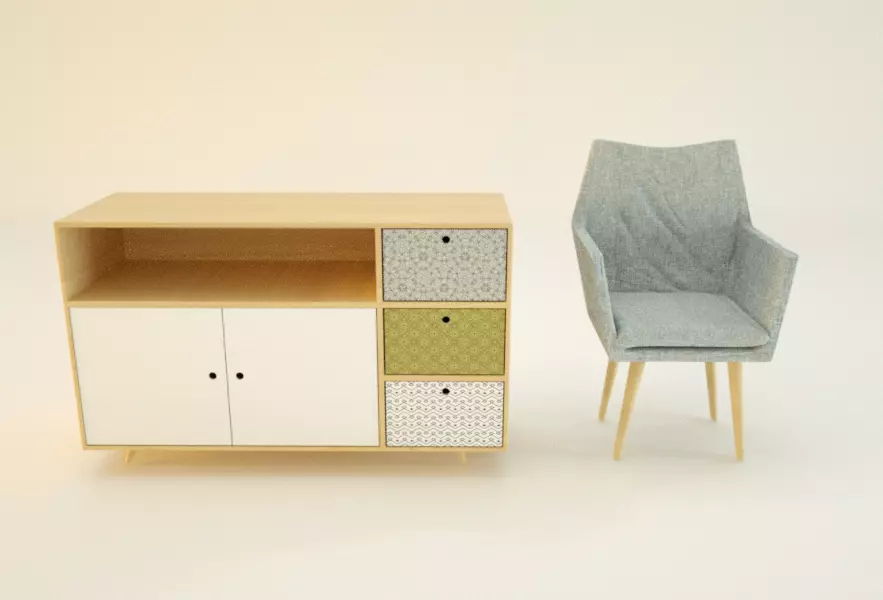 Sideboard Korppi - Nora Chair Free low-poly 3D model