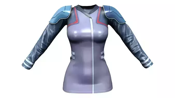 Futuristic Space Secretary Uniform With Shoulder Pads Low-poly 3D model