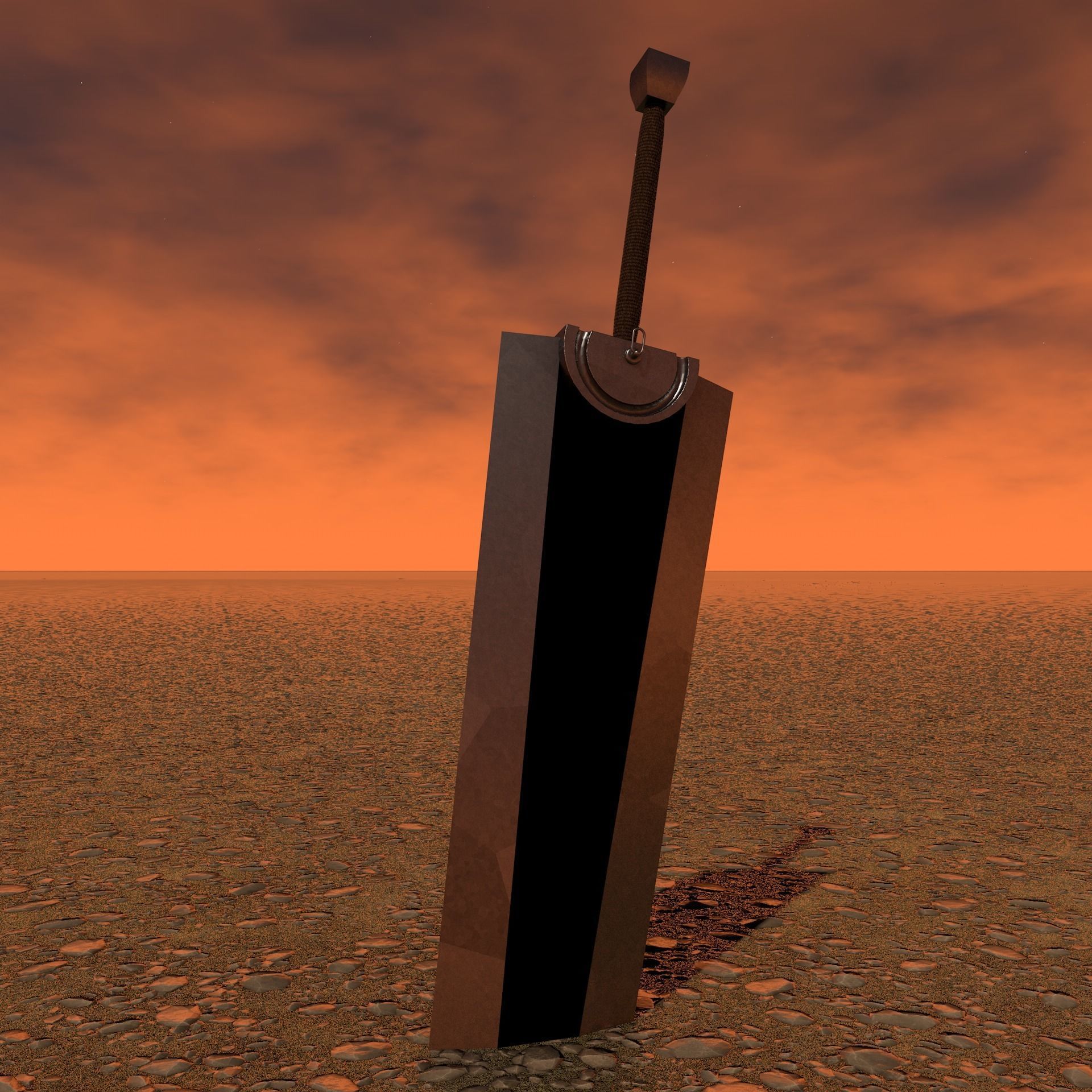 Two-handed sword Free 3D model_1