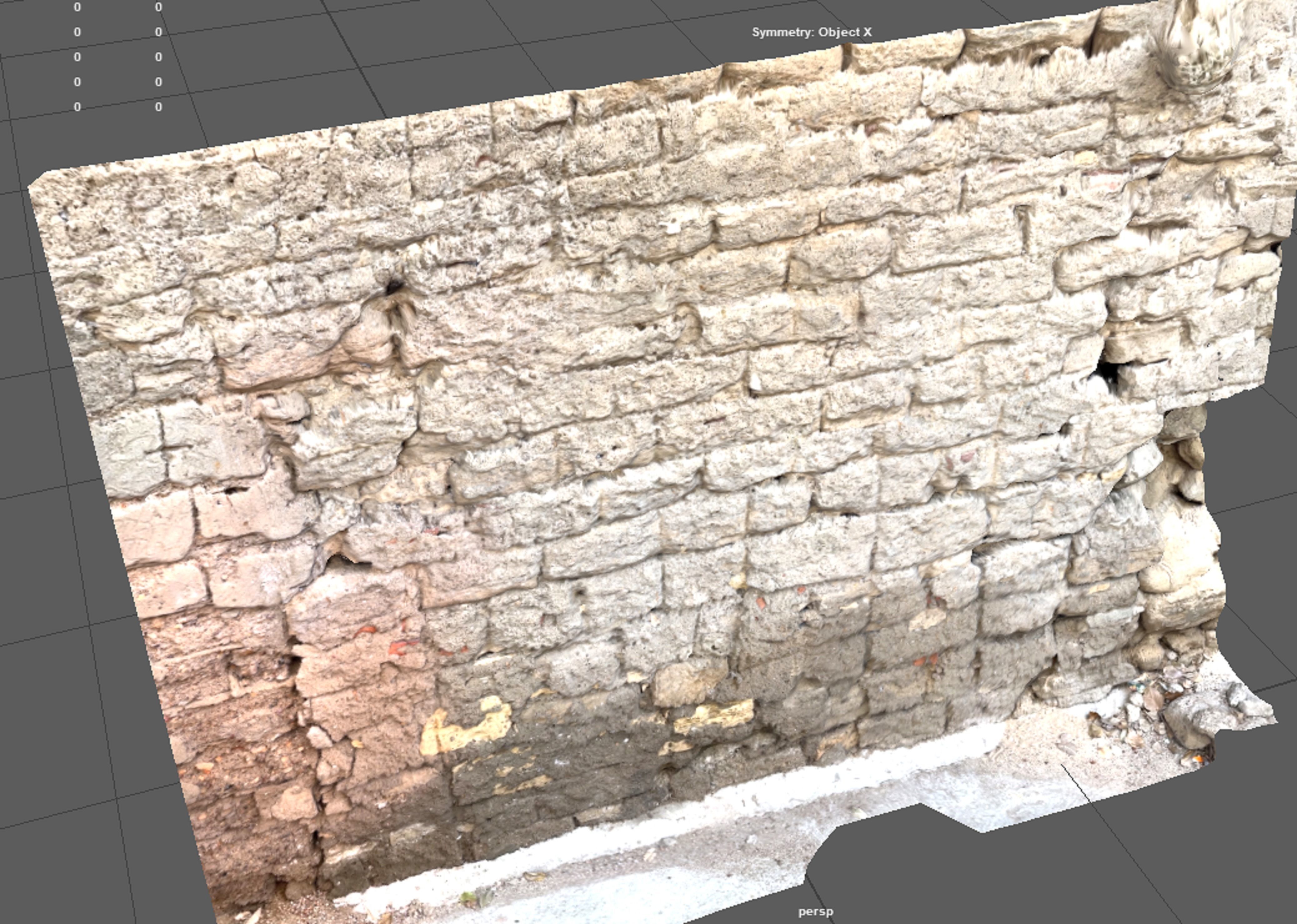 ancient broken wall of  fort 3D model_4