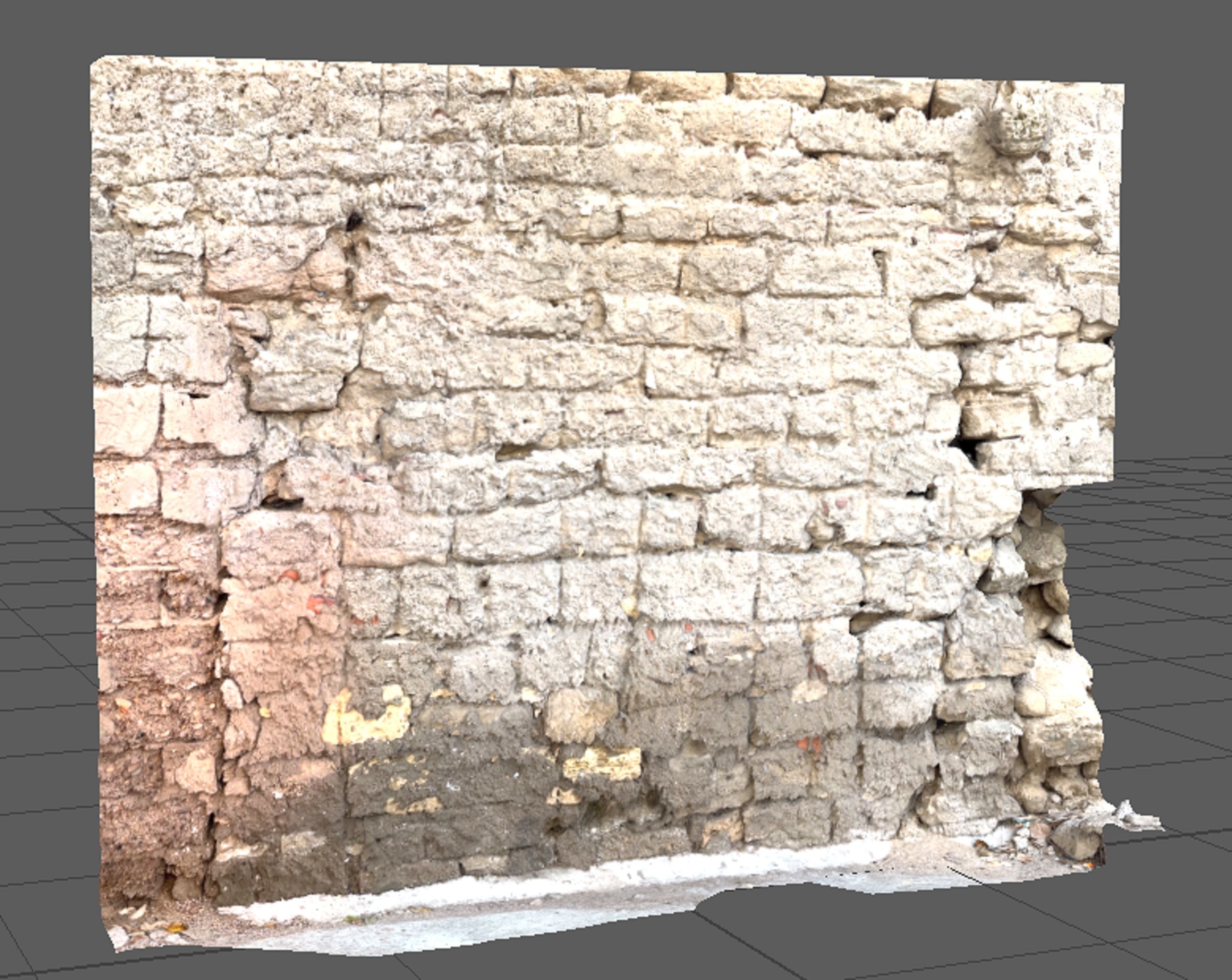 ancient broken wall of  fort 3D model_1