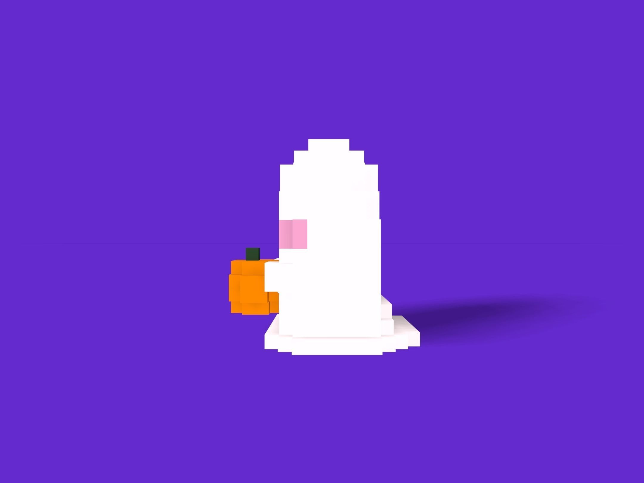 Voxel  Ghost Low-poly 3D model_1