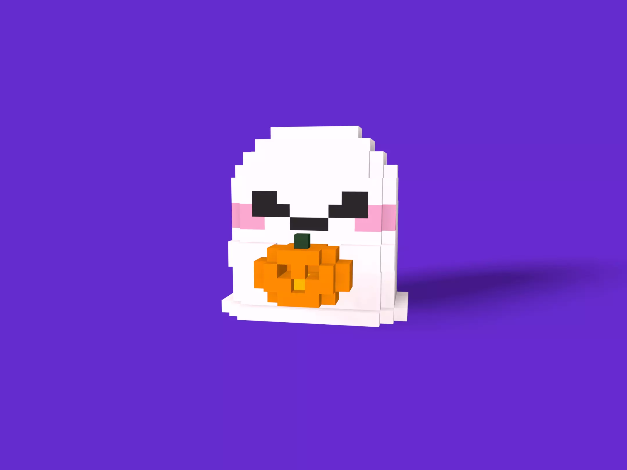 Voxel  Ghost Low-poly 3D model_0