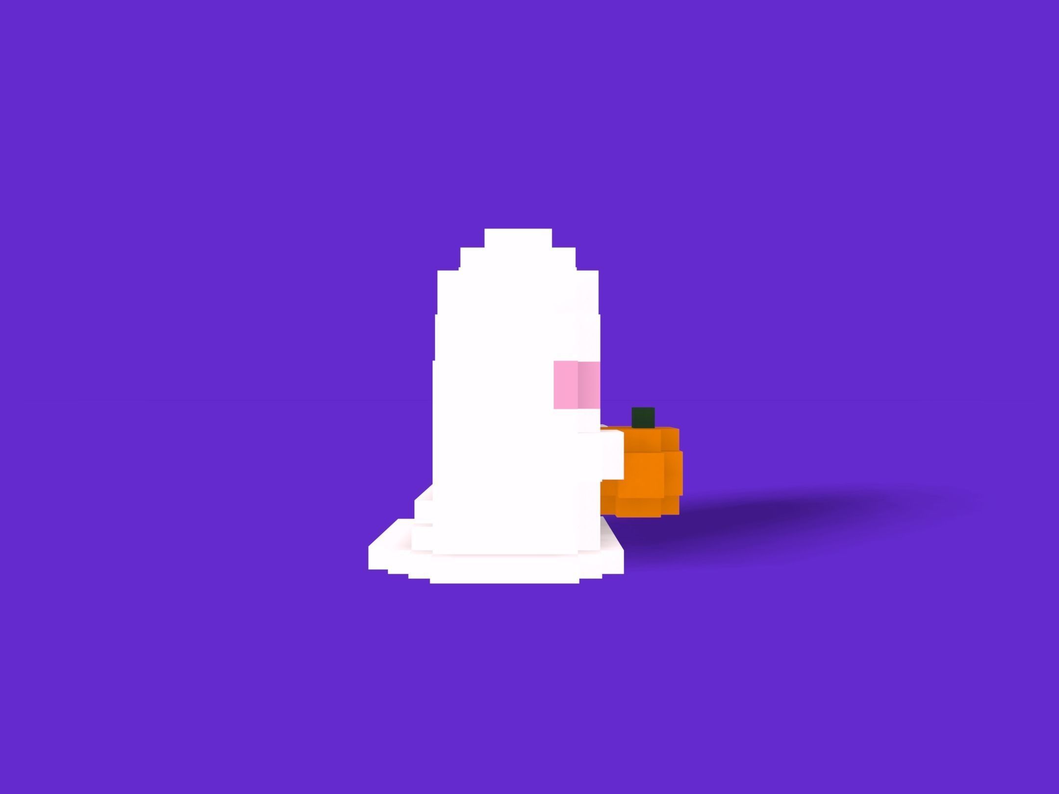 Voxel  Ghost Low-poly 3D model_3