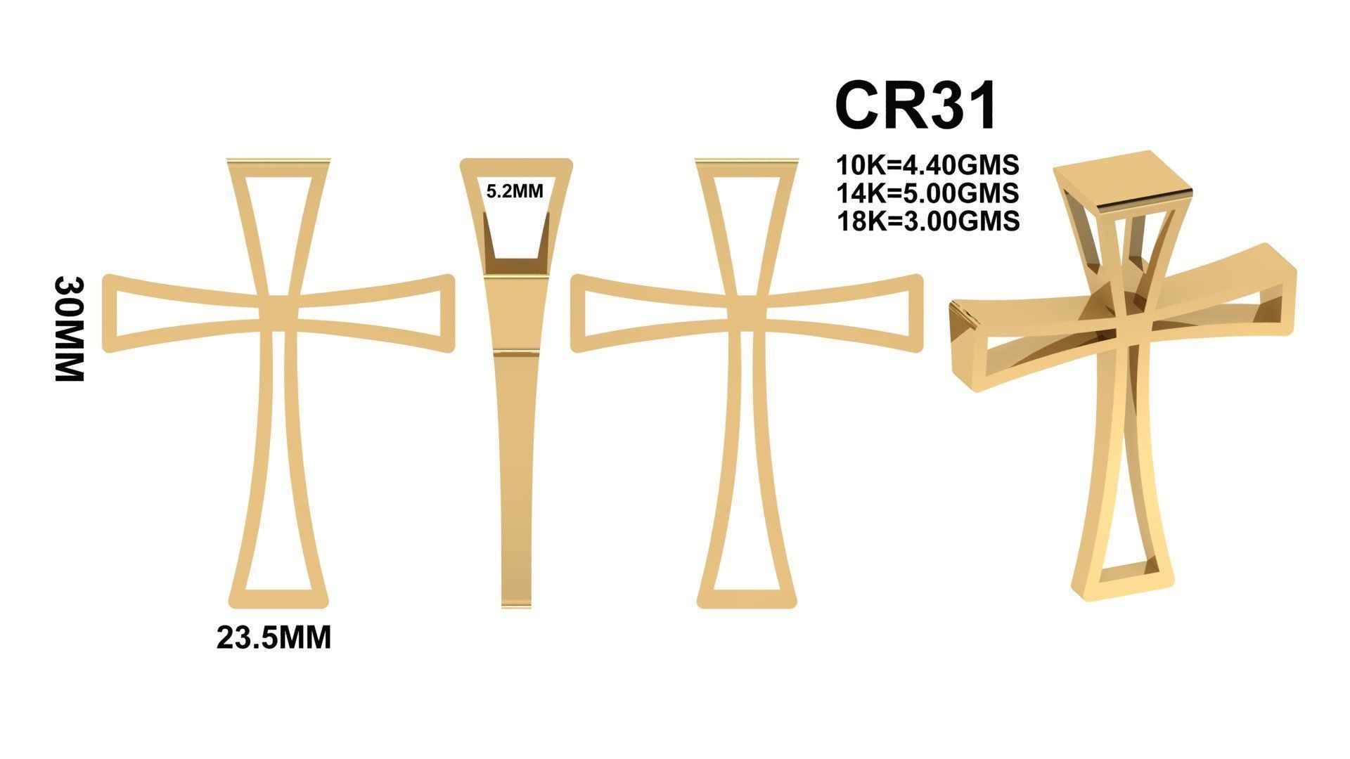CROSS PENDANT CR31 3D print model_3