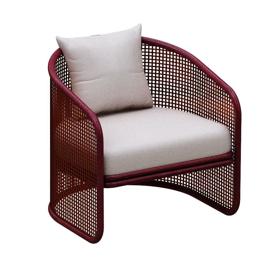 Armchairs set lounge chair made of rattan and wicker 3D model_9