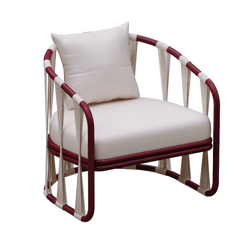 Armchairs set lounge chair made of rattan and wicker 3D model_4
