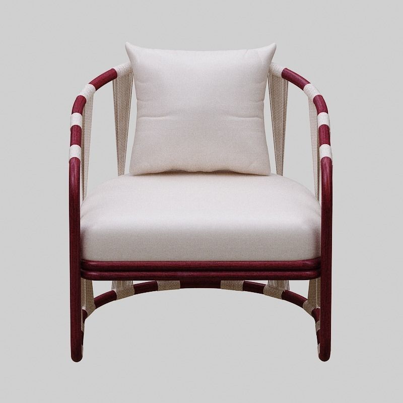 Armchairs set lounge chair made of rattan and wicker 3D model_1