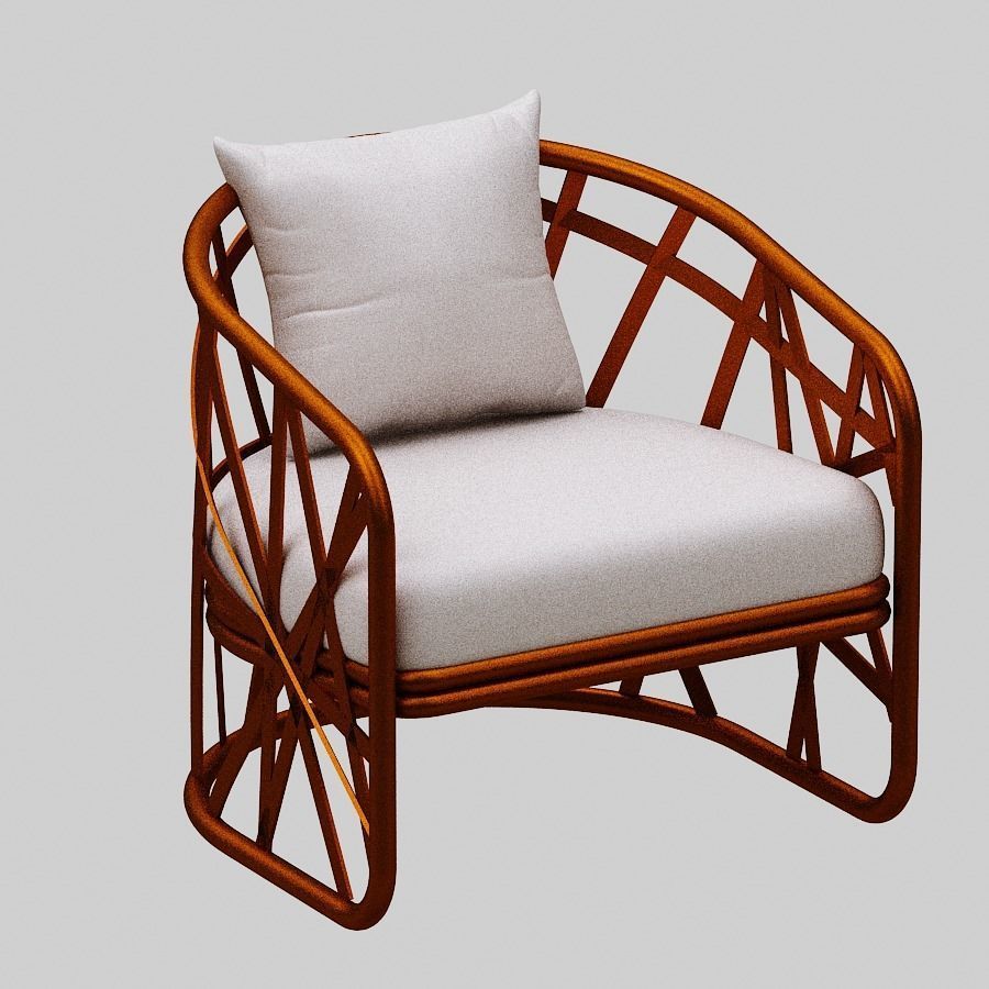 Armchairs set lounge chair made of rattan and wicker 3D model_12