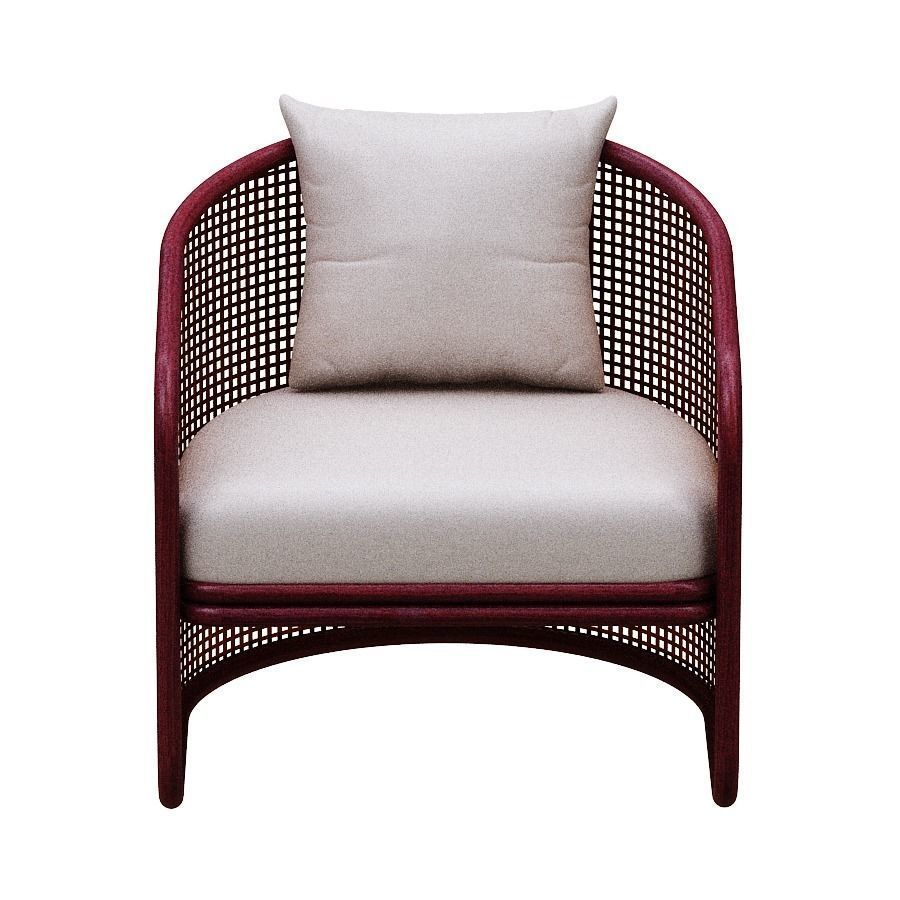 Armchairs set lounge chair made of rattan and wicker 3D model_8