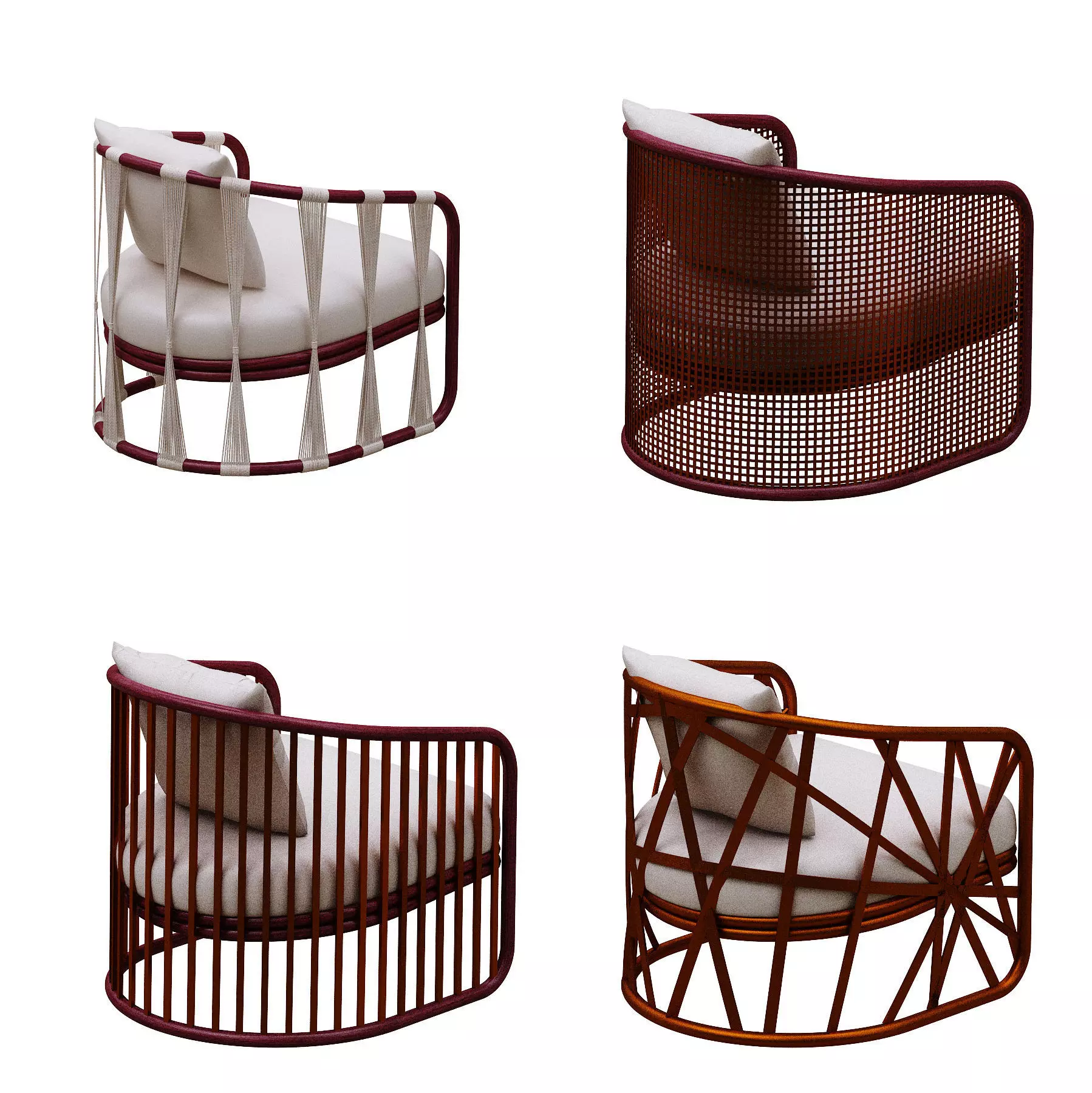 Armchairs set lounge chair made of rattan and wicker 3D model_0